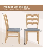 Gymax Dining Chair Set of 4 w/ Padded Seat Hollowed Wave Backrest Rubber Wood Frame