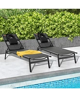 Inolait Patio Sunbathing Lounge Chair 5-Position Adjustable Tanning Chair