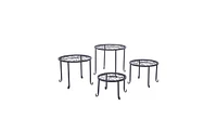 Slickblue 4-Tier Plant Shelves with Round Pattern Stylish Black Baking Paint Display for Indoor and Outdoor Plants