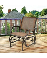 Sugift Outdoor Single Swing Glider Rocking Chair with Armrest