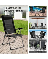 Sugift 2 Pieces Portable Patio Folding Dining Chairs with Headrests Adjust