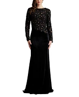 Tadashi Shoji Women's Sinnott Chenille Embroidered Gown