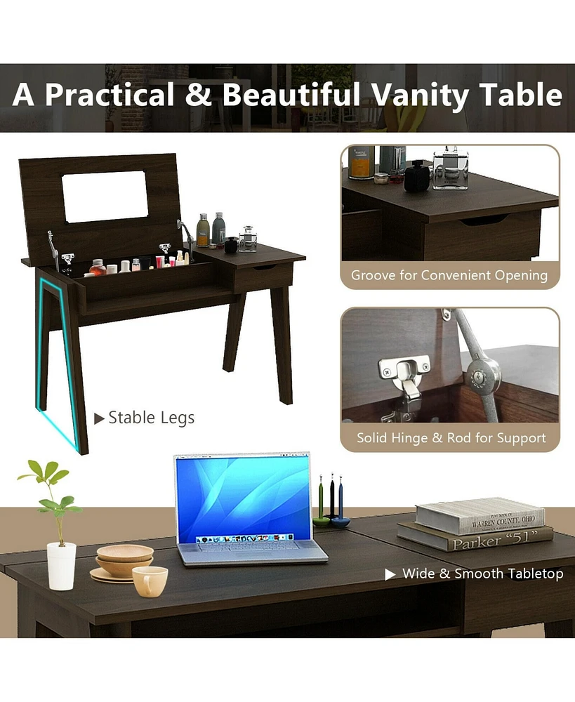 Sugift Dressing Table with Flip Mirror and Storage Drawer