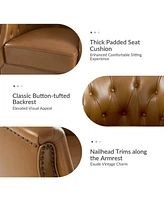 Hulala Home Ralph Traditional Chesterfield Rocker and Swivel Genuine Leather Chair