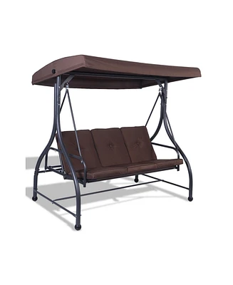Skonyon 3 Seats Outdoor Swing Hammock with Adjustable Tilt Canopy