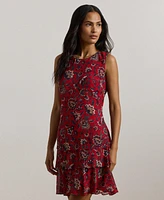 Lauren Ralph Women's Floral Crinkle Georgette Shift Dress