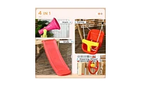Slickblue Wooden Swing Set – Durable Outdoor Playset for Kids with Swings, Slide, and Climbing Features for Backyard Fun