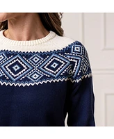 Hope & Henry Women's Organic Long Sleeve Fair Isle Raglan Sweater