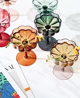 The Wine Savant Martini and Champagne Flower Classic Wavy Glass Coupes, Set of 6