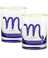 Culver Scorpio Zodiac Double Old-Fashioned Glass, Set of 2