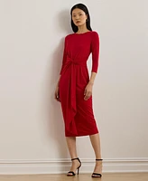 Lauren Ralph Women's Twist-Front Stretch Jersey Midi Dress