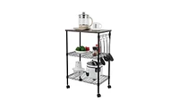 Slickblue 3-Tier Kitchen Utility Cart - Multi-Purpose Chrome Rolling Storage Cart