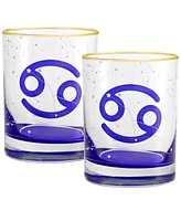 Culver Cancer Zodiac Double Old-Fashioned Glass, Set of 2