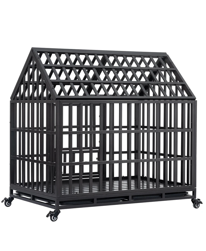 Slickblue Heavy-Duty Dog Cage with Roof for Secure Pet Containment