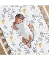 Lambs & Ivy Jungle Adventure 100% Cotton Baby/Toddler Fitted Crib Sheet - White