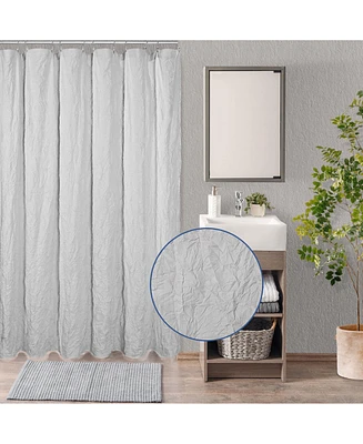 Awesome Home Crinkle Water Repellent Solid Texture Shower Curtain ,72"X72" ,Sunshine