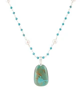 Barse Madeleine Genuine Turquoise Silver Abstract Pendant Necklace