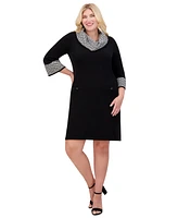 Jessica Howard Plus Contrast-Cuff Sweater Dress