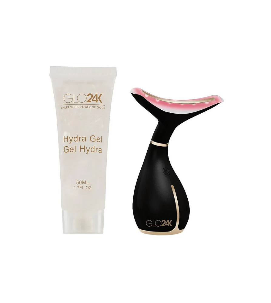 GLO24K Skin Beauty Device for Face and Neck +Conductive Hydra Gel