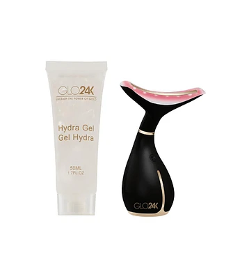 GLO24K Skin Beauty Device for Face and Neck +Conductive Hydra Gel