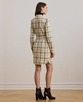 Lauren Ralph Women's Plaid Belted Twill Cotton Shirtdress