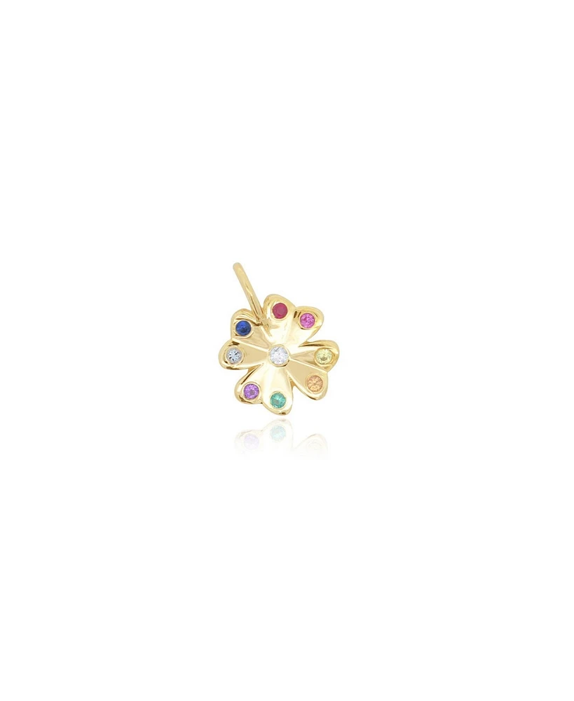 The Lovery Rainbow Gemstone Clover Charm 14K Gold