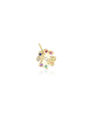 The Lovery Rainbow Gemstone Clover Charm 14K Gold