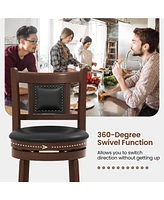 Sugift 30.5 Inch Upholstered Bar Stools Set of 2 with Curved Backrest and Footrest