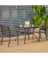 Sugift Set of 2 Patio Dining Chairs with Curved Armrests and Reinforced Steel Frame