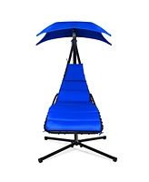 Sugift Hanging Chaise Lounger with Stand and Pillow for Outdoor