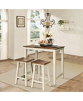 Sugift Counter Height Pub Table with 2 Saddle Bar Stools