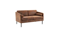 Slickblue Hot Stamping Cloth Two-Seater Surrounding Chair with Pillow, Indoor Sofa, Brown