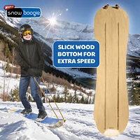 42" Wooden Kids Snowboard, Single Rider Woody Snowboard with Heavy-Duty Tow Leash, Blue