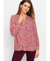 Olsen Women's Leopard Print Tunic Shirt