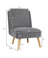 Inolait Velvet Accent Armless Side Chair with Rubber Wood Legs for Bedroom