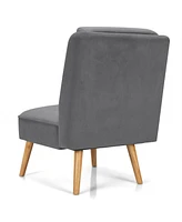 Inolait Velvet Accent Armless Side Chair with Rubber Wood Legs for Bedroom