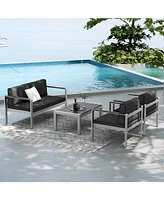 Vebreda Contemporary 2-Person Loveseat Chair with Wpc Armrests for Balcony Backyard Porch