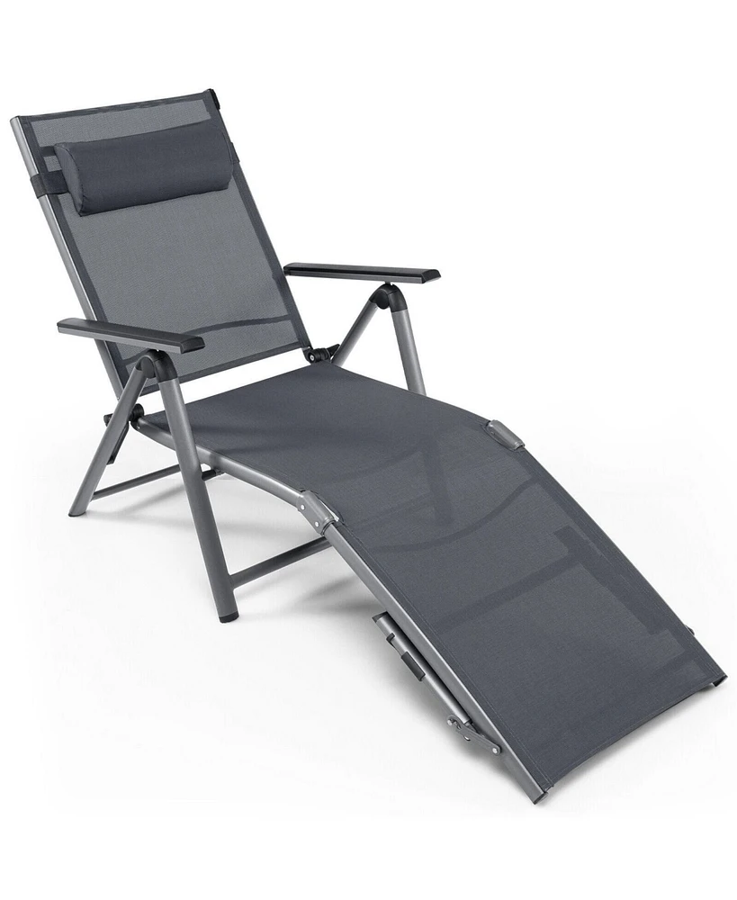 Sugift Outdoor Aluminum Chaise Lounge Chair with Quick-Drying Fabric