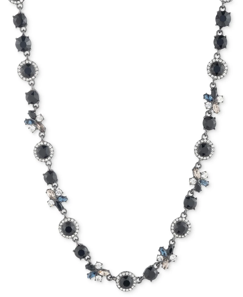 Givenchy Hematite-Tone Crystal Halo & Cluster Collar Necklace, 16" + 3" extender