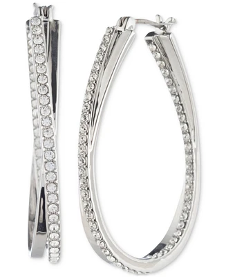 Givenchy Crystal Pave Double Twist & Out Small Hoop Earrings, 1"