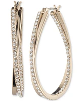 Givenchy Crystal Pave Double Twist & Out Small Hoop Earrings, 1"