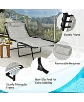 Sugift 4 Position Folding Lounge Chaise with Adjustable Backrest and Footrest