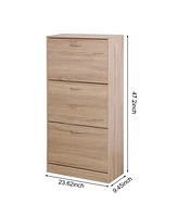 Slickblue 3-Drawer Shoe Storage Cabinet, 3-Tier Wood Shoe Rack Storage Organizer for Entryway