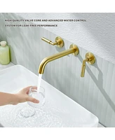 Flynama 2-Handle Wall Mounted Faucet in Brushed Gold