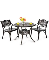 Sugift 2-Piece Outdoor Cast Aluminum Chairs with Armrests and Curved Seats