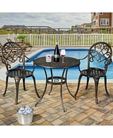 Sugift 3 Pieces Outdoor Set Patio Bistro with Attached Removable Ice Bucket