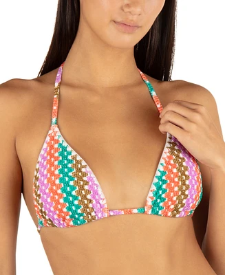 Hurley Juniors' Printed Crochet Triangle Bikini Top