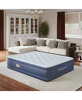 Beautyrest 17" Supreme Air Comfort Top Air Mattress with Built-in SureLock Pump and Auto Shut-Off, Twin Size, Puncture-Resistant Dura-Vinyl, Raised Ed