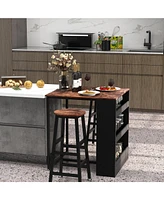 Sugift 3 Pieces Bar Table Set with Storage