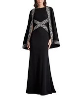 Tadashi Shoji Women's Bian Embroidered Trim Cape Gown